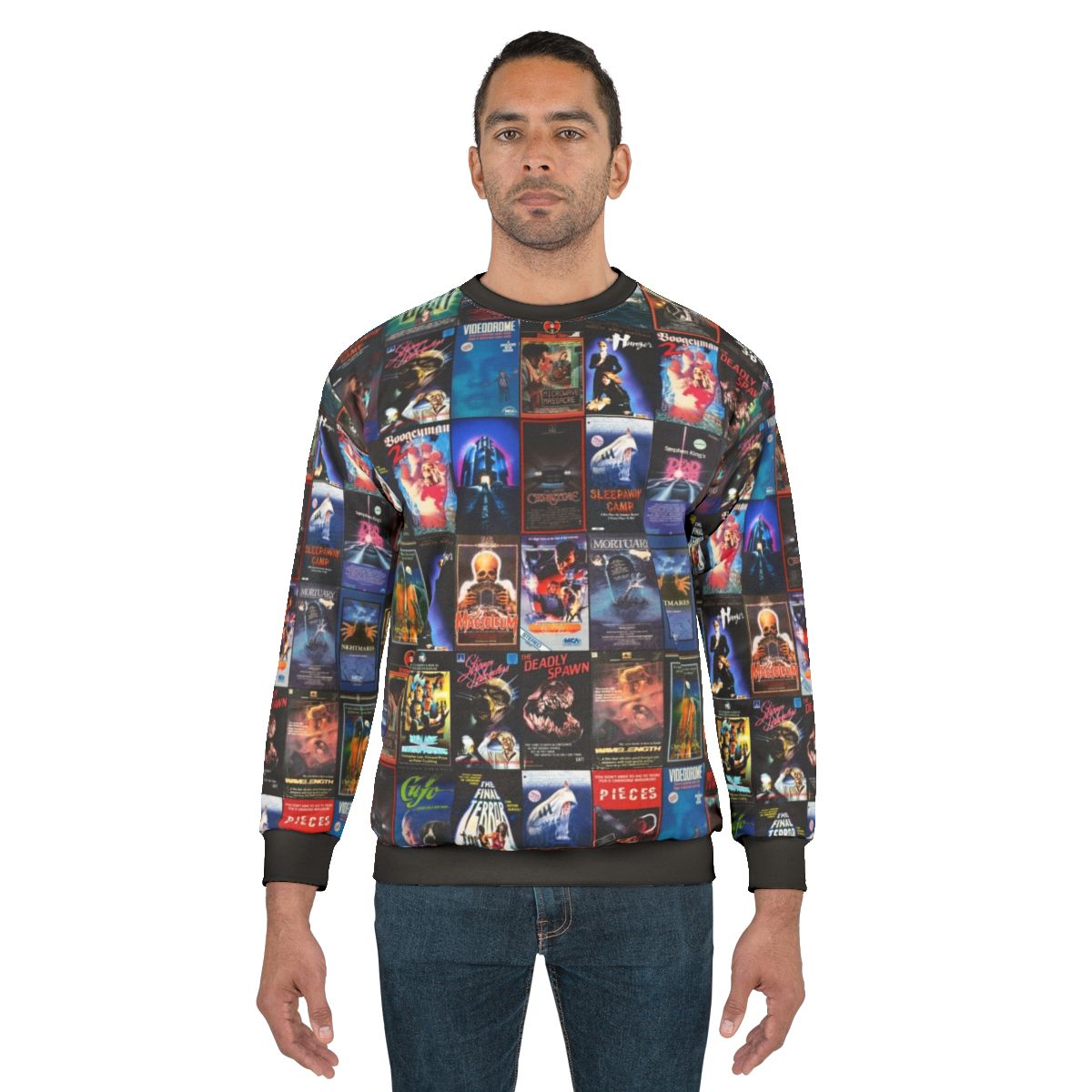 Retro 80s horror VHS artwork sweatshirt
