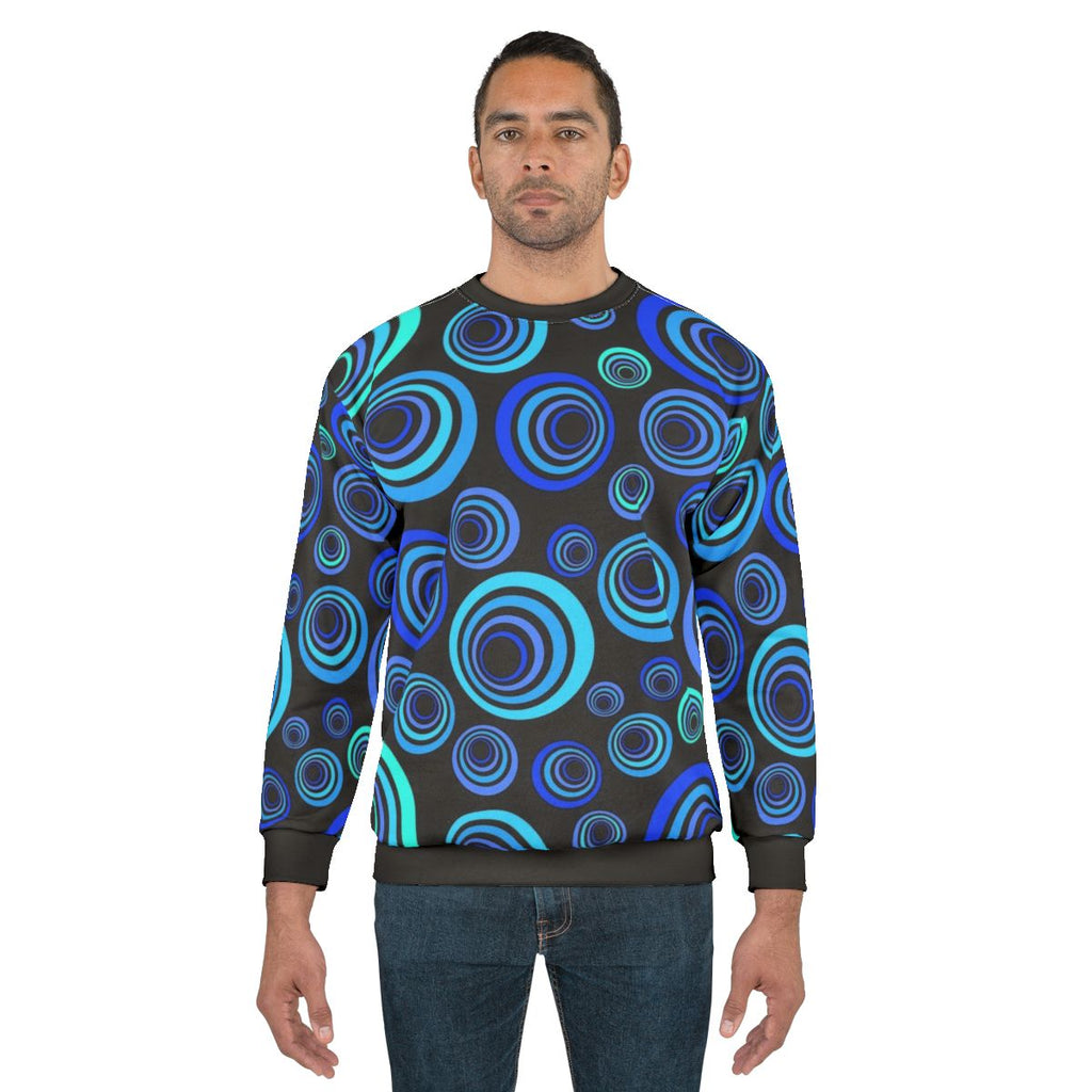 Retro Blue Sweatshirt with Fun Vibrant Pattern