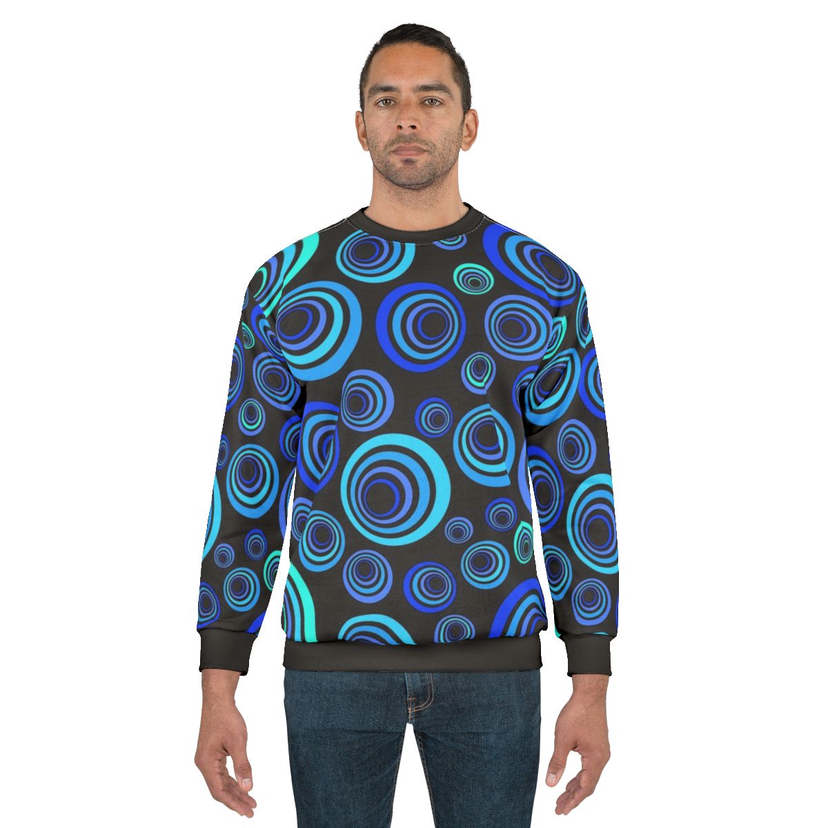 Retro Blue Sweatshirt with Fun Vibrant Pattern