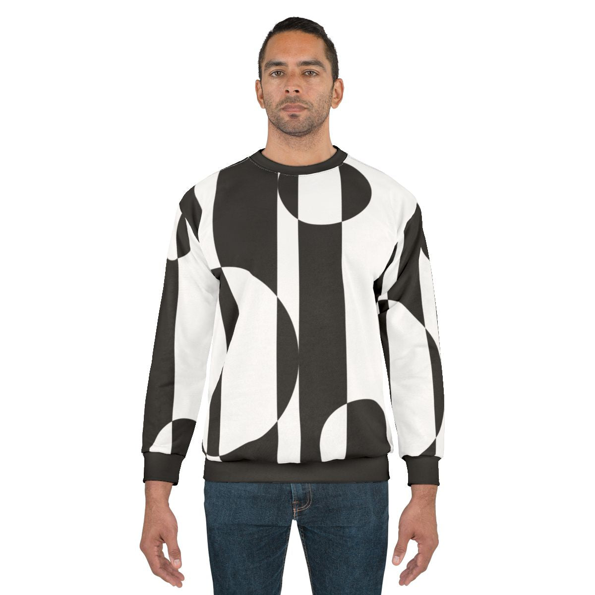 Retro 1960s black and white op art sweatshirt