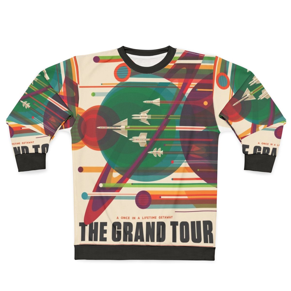 Retro Space Sweatshirt with Vintage Space Exploration Graphic