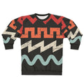 Retro synth waveform design on a sweatshirt for music producers
