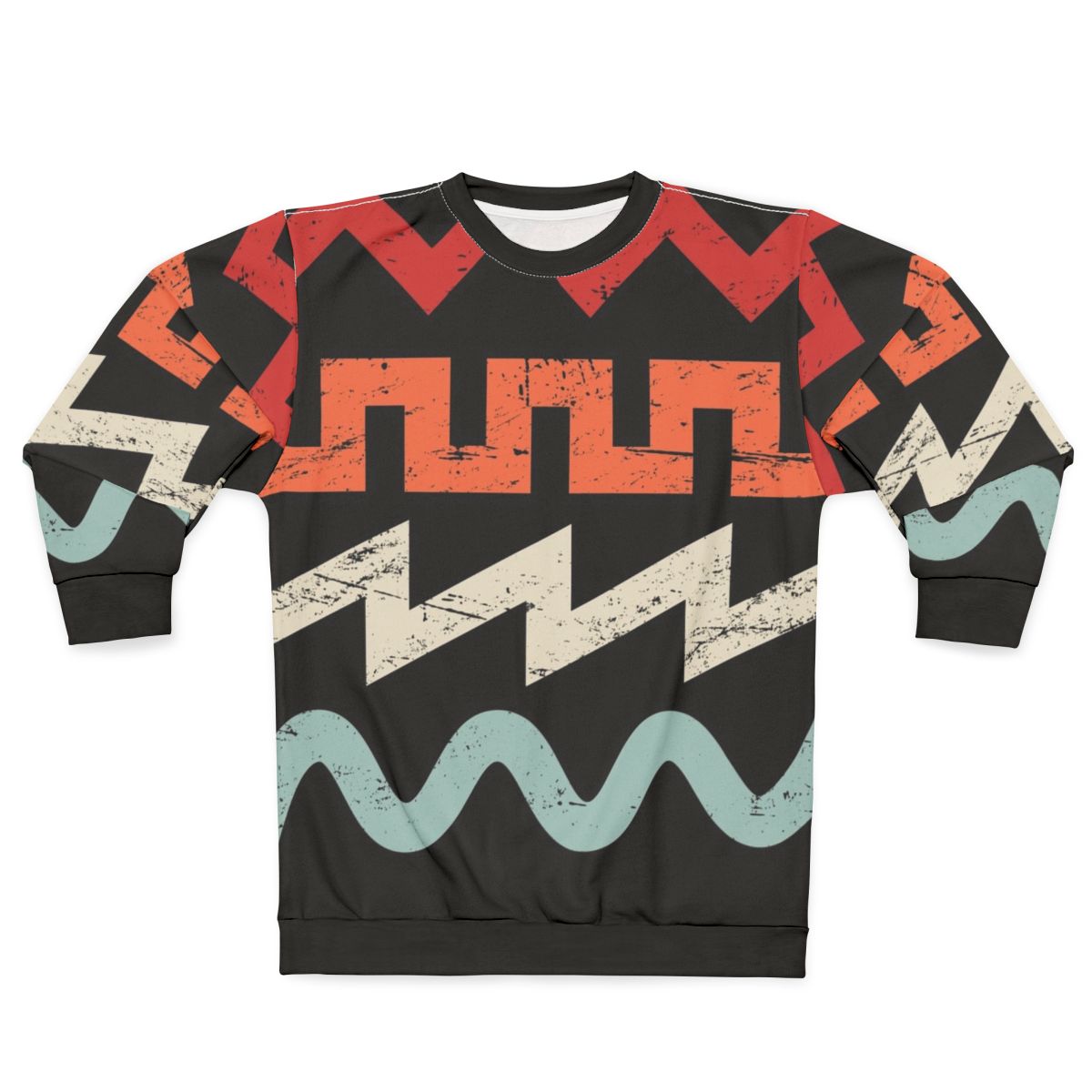 Retro synth waveform design on a sweatshirt for music producers