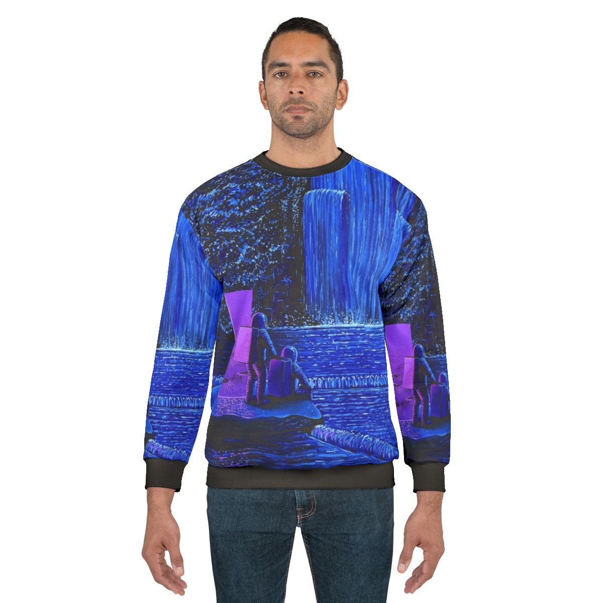 Night falls celestial waterfall sweatshirt