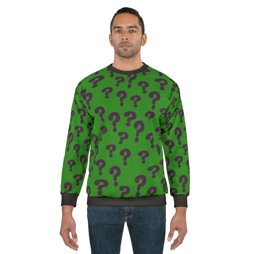Riddler-inspired DC Comics sweatshirt with a riddle design