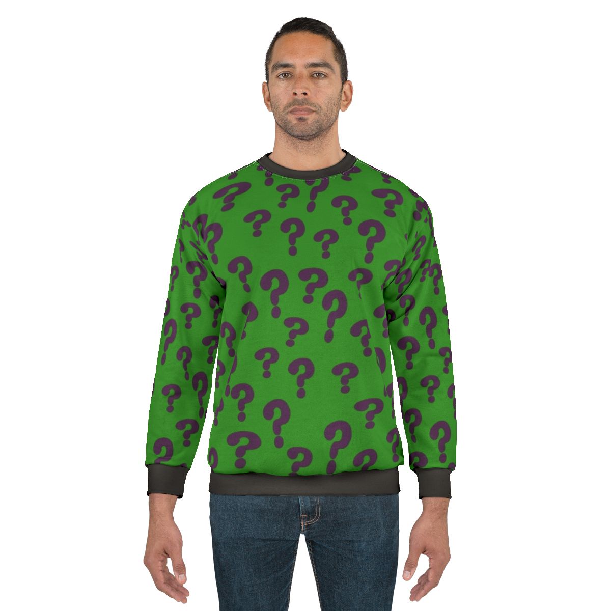 Riddler-inspired DC Comics sweatshirt with a riddle design