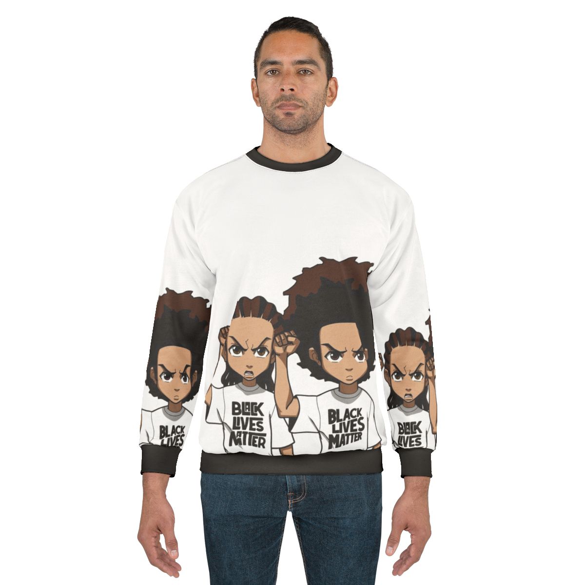 Riley and Huey Freeman Protest Sweatshirt with Black Power Fist Design