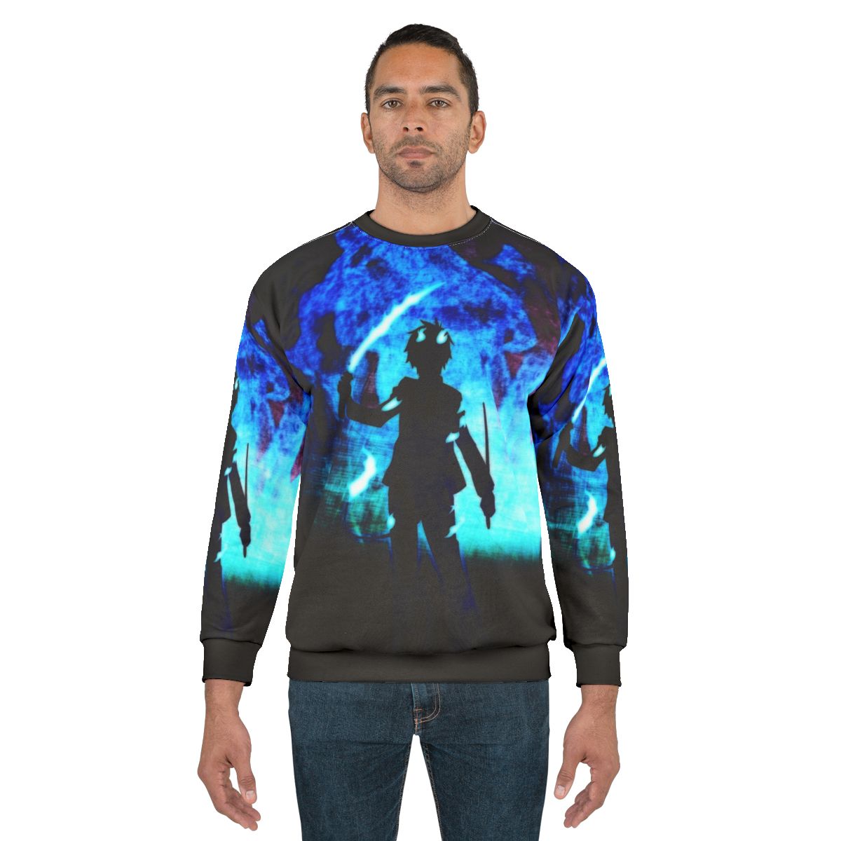 Rin Blue Exorcist anime character sweatshirt with colorful fanart design