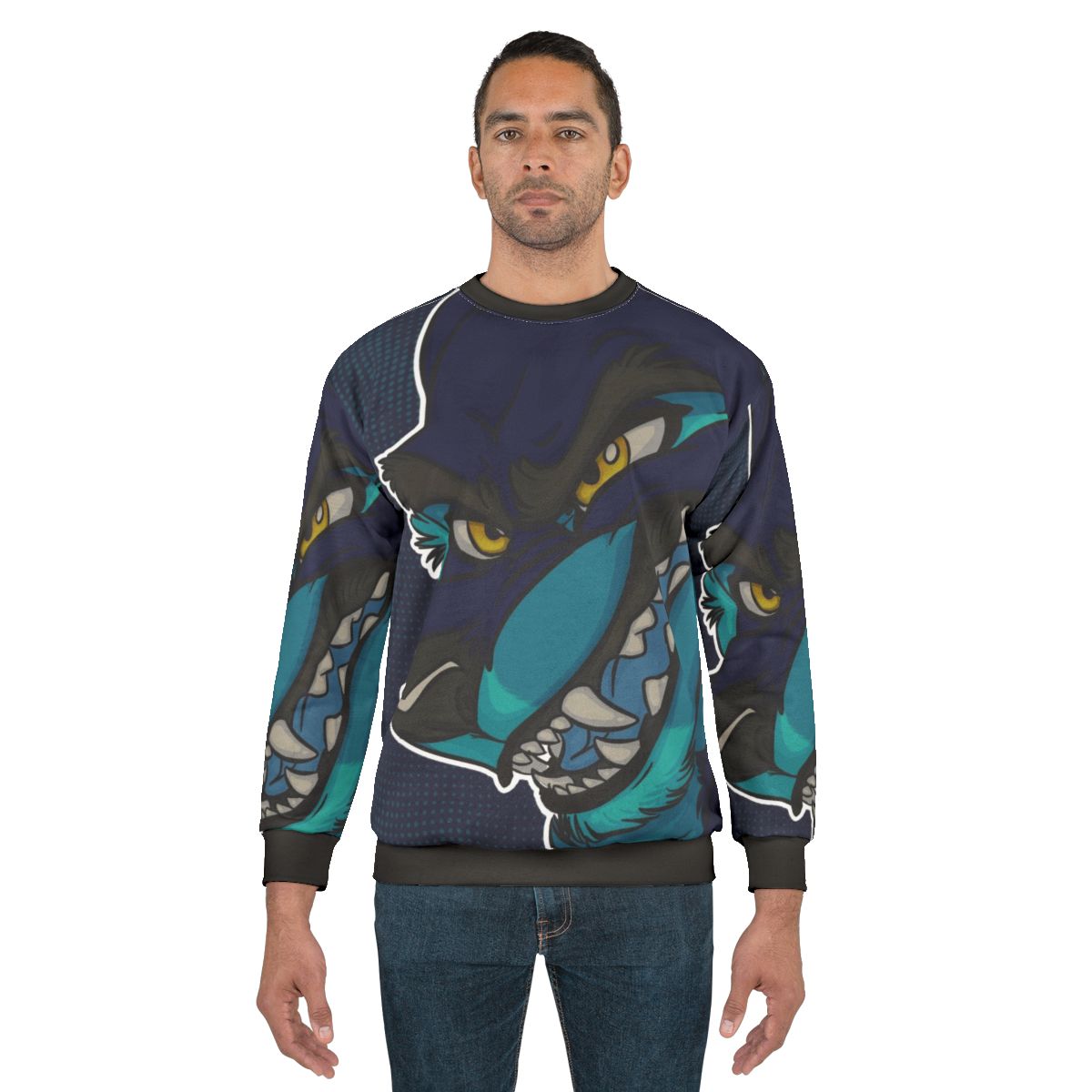 Riptide wolf design blue furry sweatshirt
