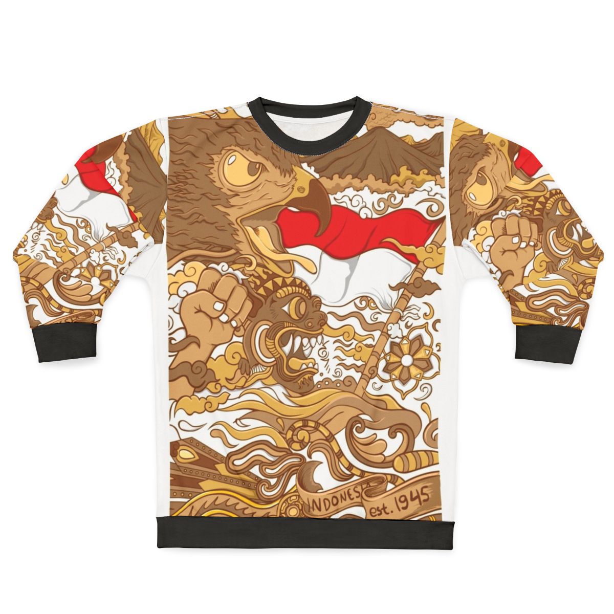 Authentic Indonesian sweatshirt with barong pattern and garuda eagle logo