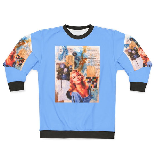 Vintage blue sweatshirt featuring Rita Hayworth, classic Hollywood glamour