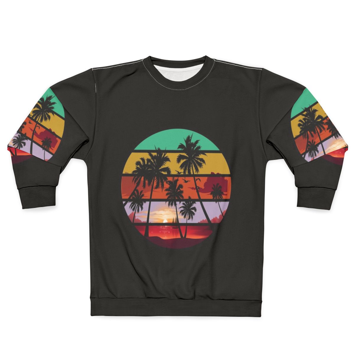 Nature landscape river palm tree sunset view sweatshirt