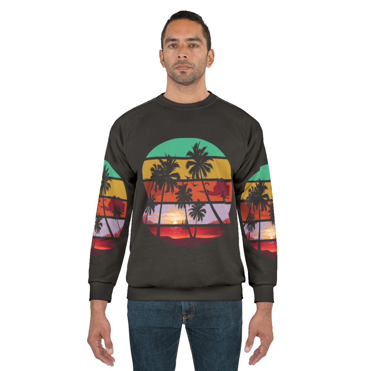 Nature landscape river palm tree sunset view sweatshirt