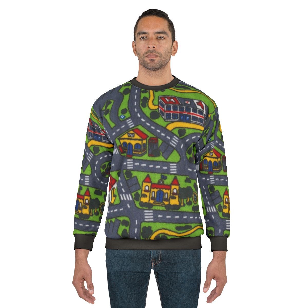 Vintage Road Carpet Sweatshirt with Retro 90s Automotive Inspired Design