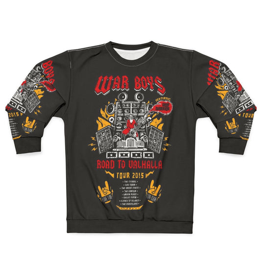 Road to Valhalla Tour Sweatshirt featuring heavy metal music and film imagery
