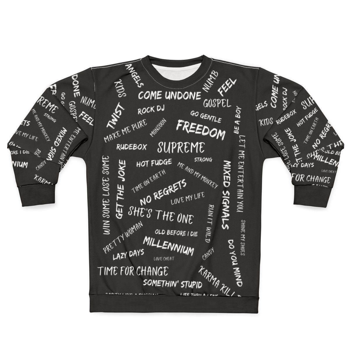 Robbie Williams Song Titles Black Sweatshirt