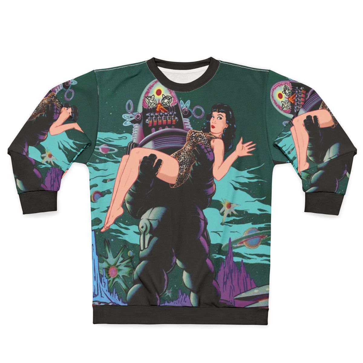 Retro Robby the Robot and Bettie Page Sweatshirt
