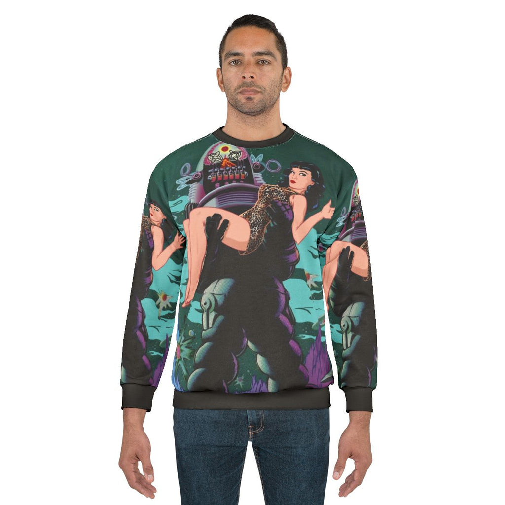 Retro Robby the Robot and Bettie Page Sweatshirt