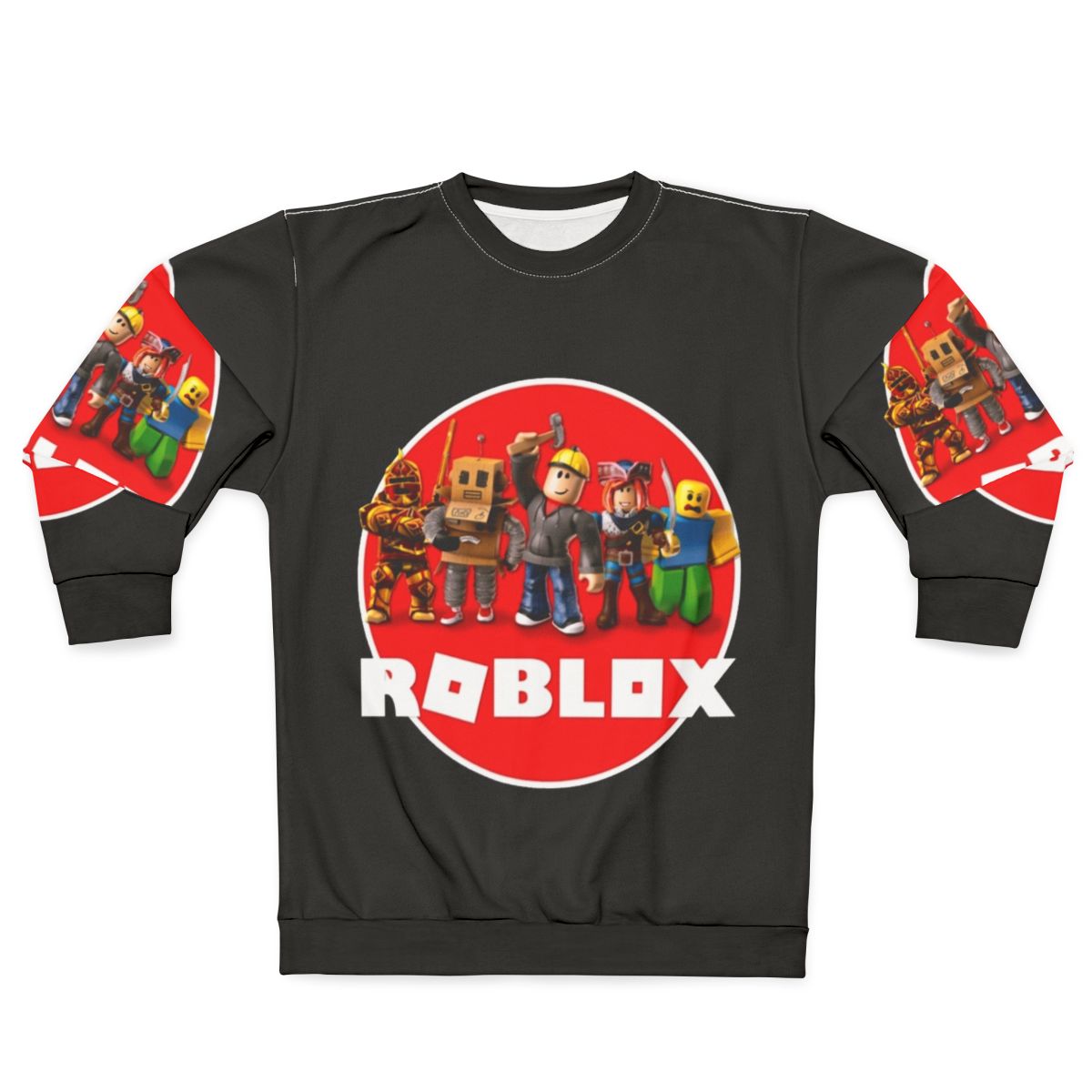 Roblox characters and logo printed on a comfortable sweatshirt for gamers