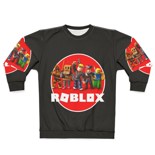 Roblox characters and logo printed on a comfortable sweatshirt for gamers