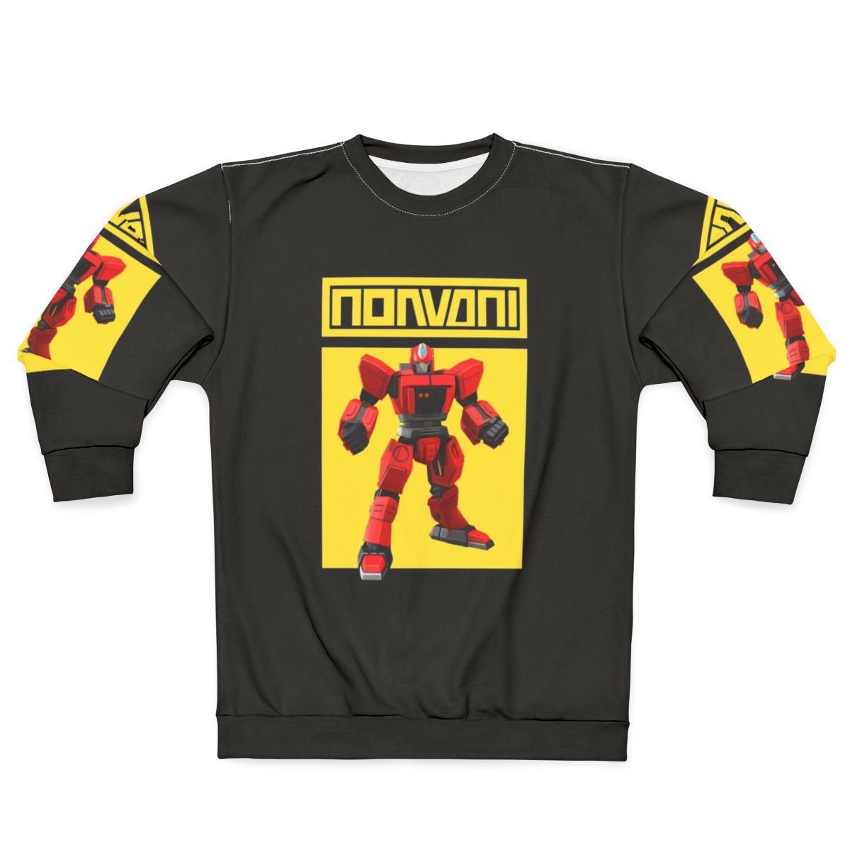 Stylish robot hero yellow sweatshirt with gaming and Animal Crossing inspired design