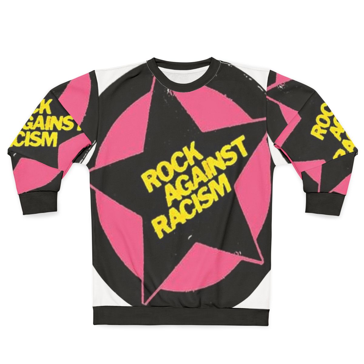 Rock Against Racism protest sweatshirt with anti-racism graphic