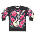 Rock and Roses Sweatshirt with Guitar, Skull, and Roses