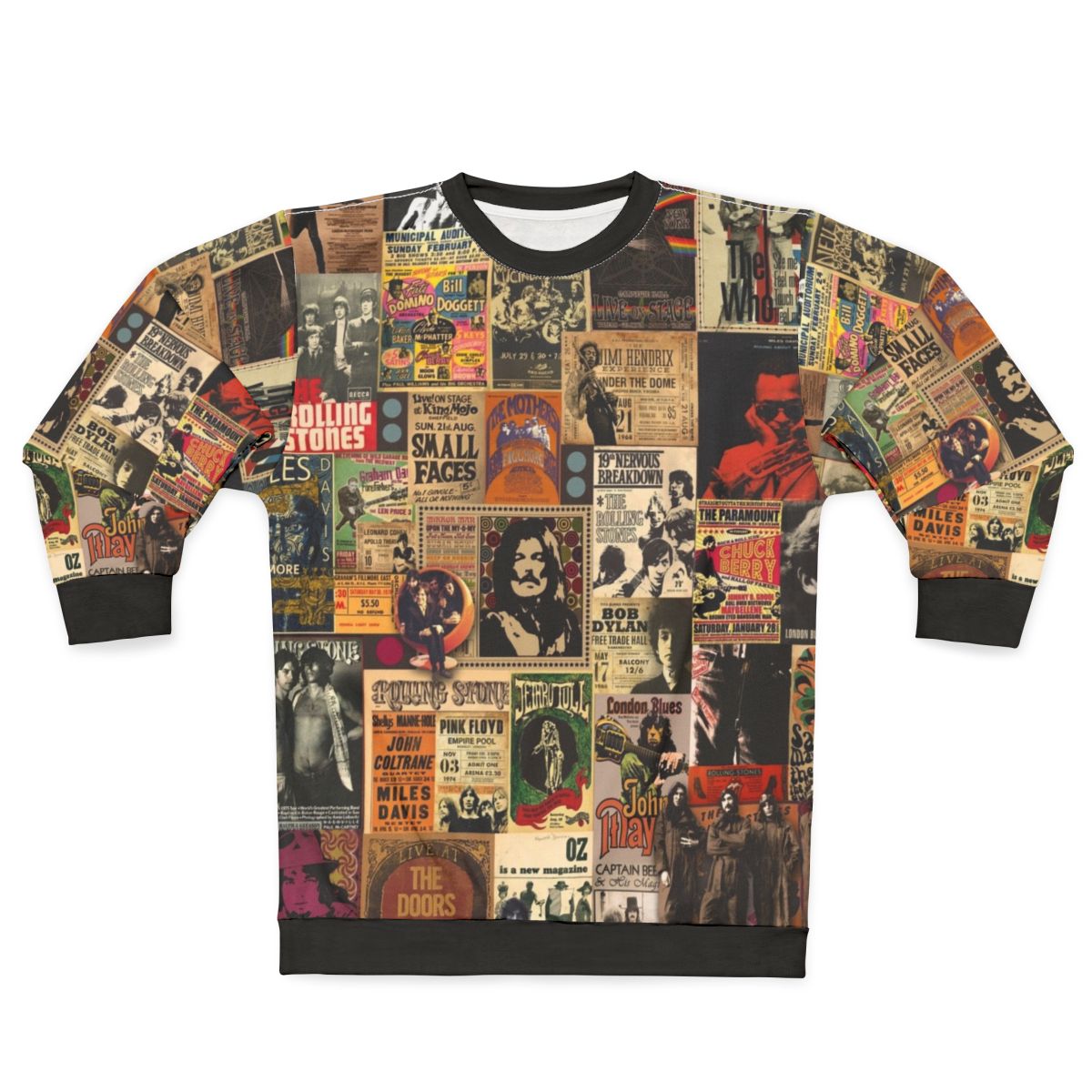 Vintage rock n roll sweatshirt with sixties and seventies music legends