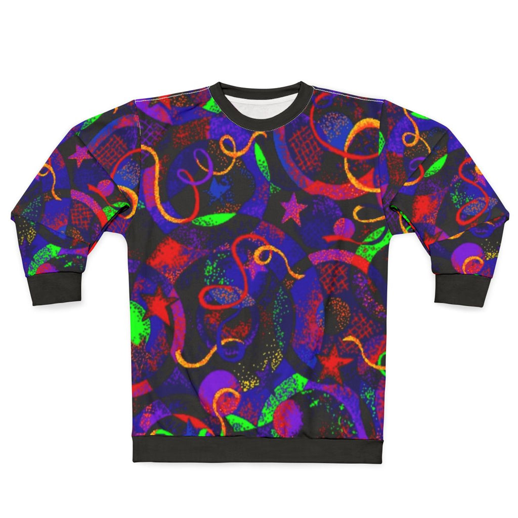 Roller rink inspired vintage sweatshirt with neon pattern