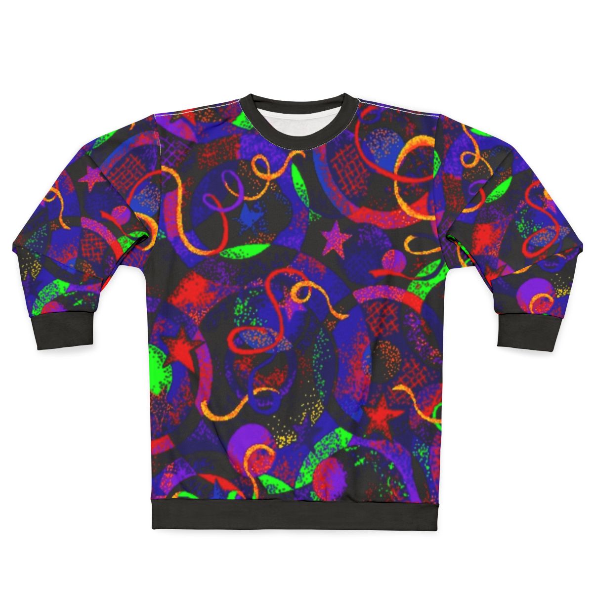 Roller rink inspired vintage sweatshirt with neon pattern