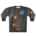Emotional robot sweatshirt with a melancholy cloud view