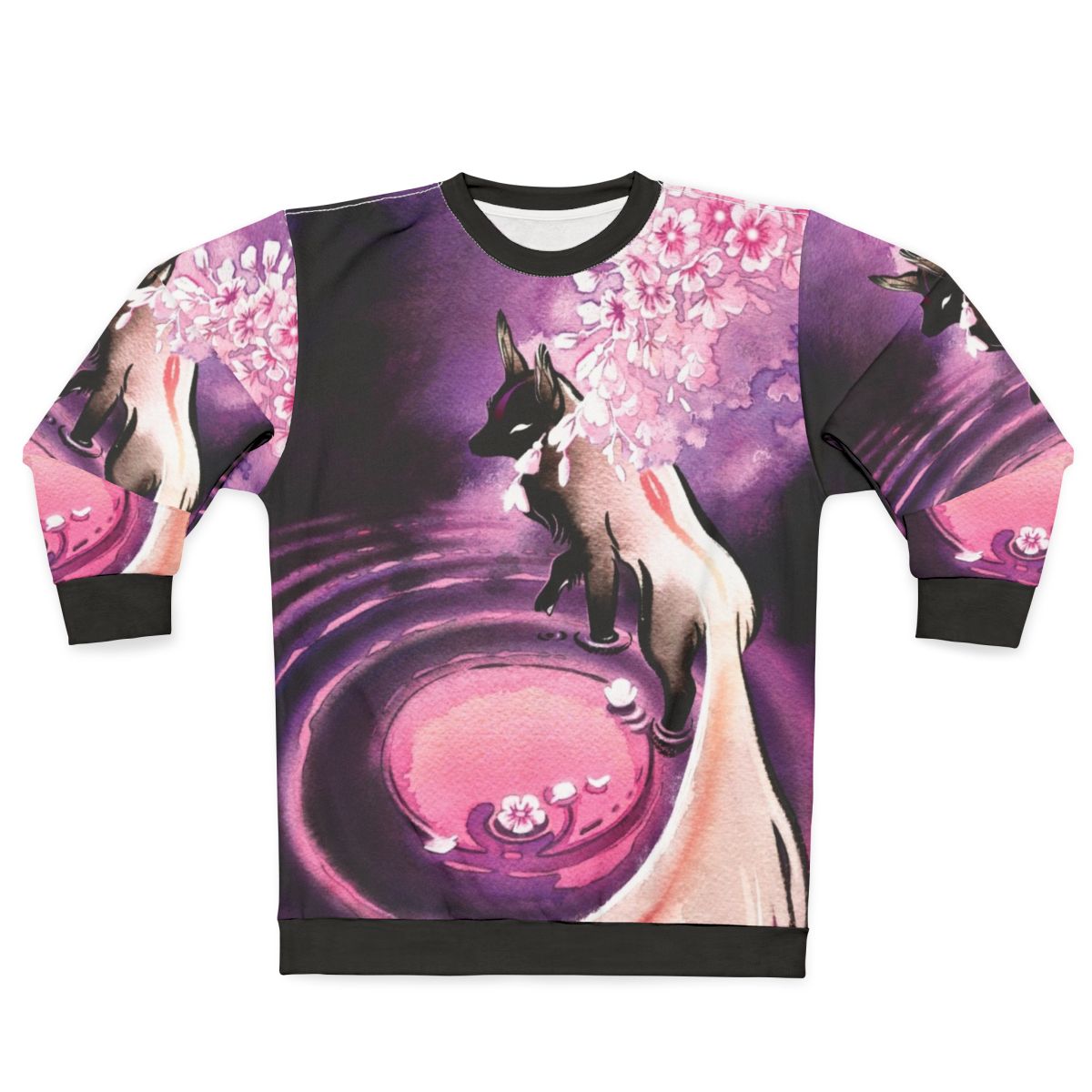 Rose Moon Sakura Blossom Fox Sweatshirt for Japanese Fashion Lovers