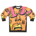Rude superhero sweatshirt with retro comic art design