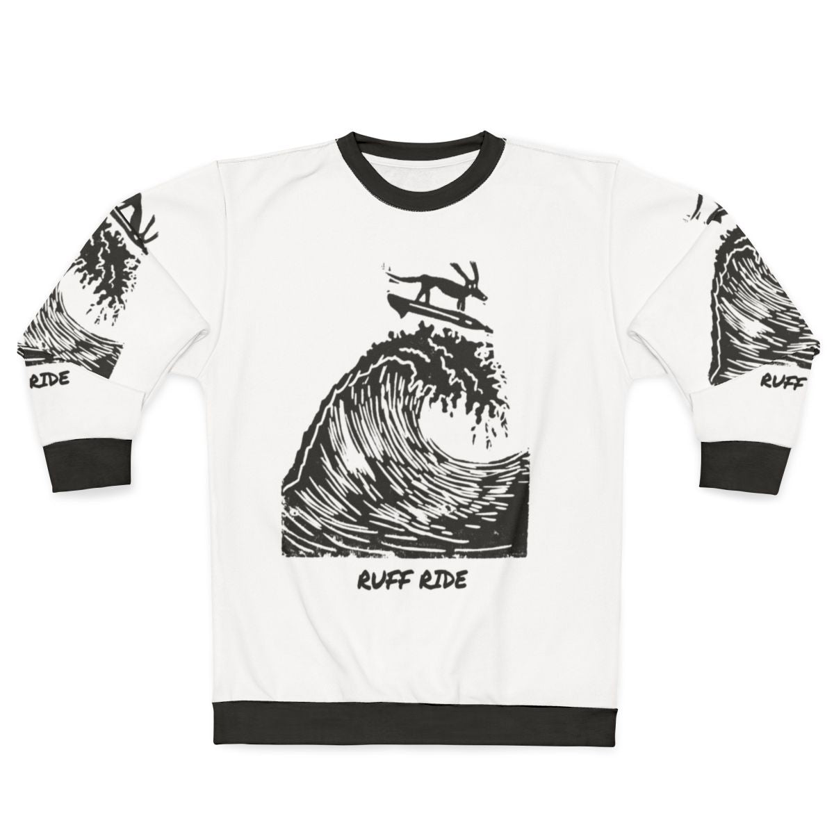 Ruff Ride wiener dog surfing sweatshirt