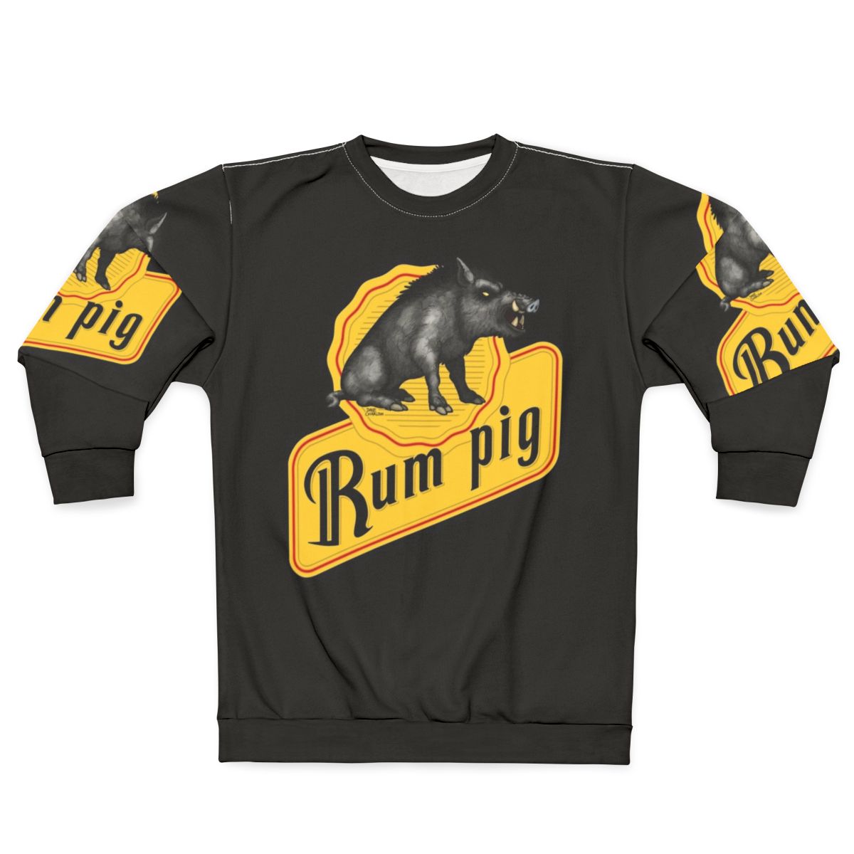 Rum Pig Sweatshirt with Cartoon Pig Logo