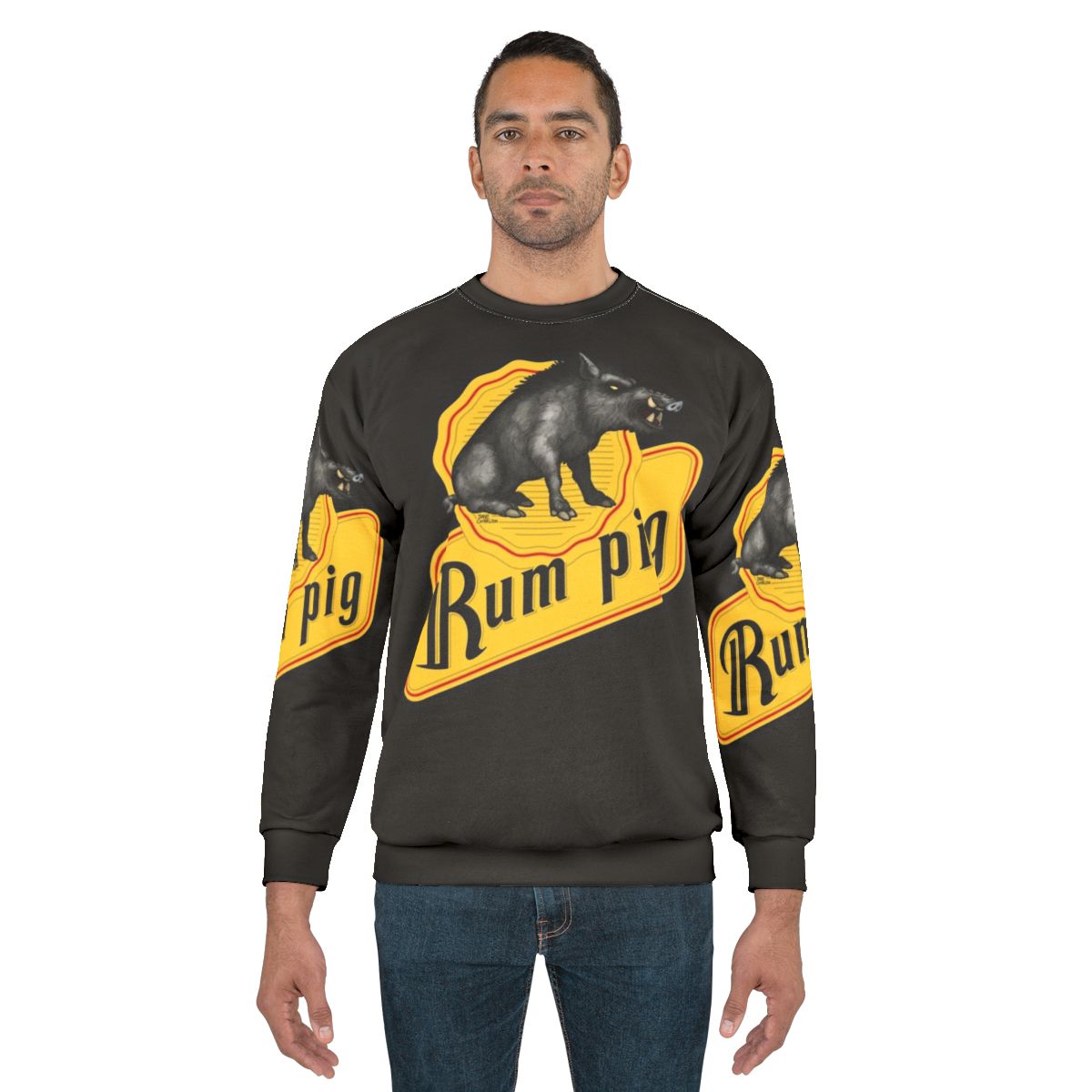 Rum Pig Sweatshirt with Cartoon Pig Logo