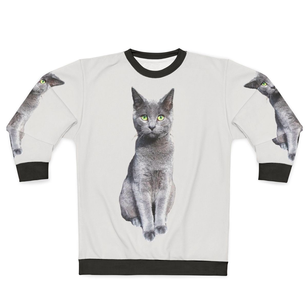 Adorable Russian Blue Cat Kitten Wearing Cozy Sweatshirt