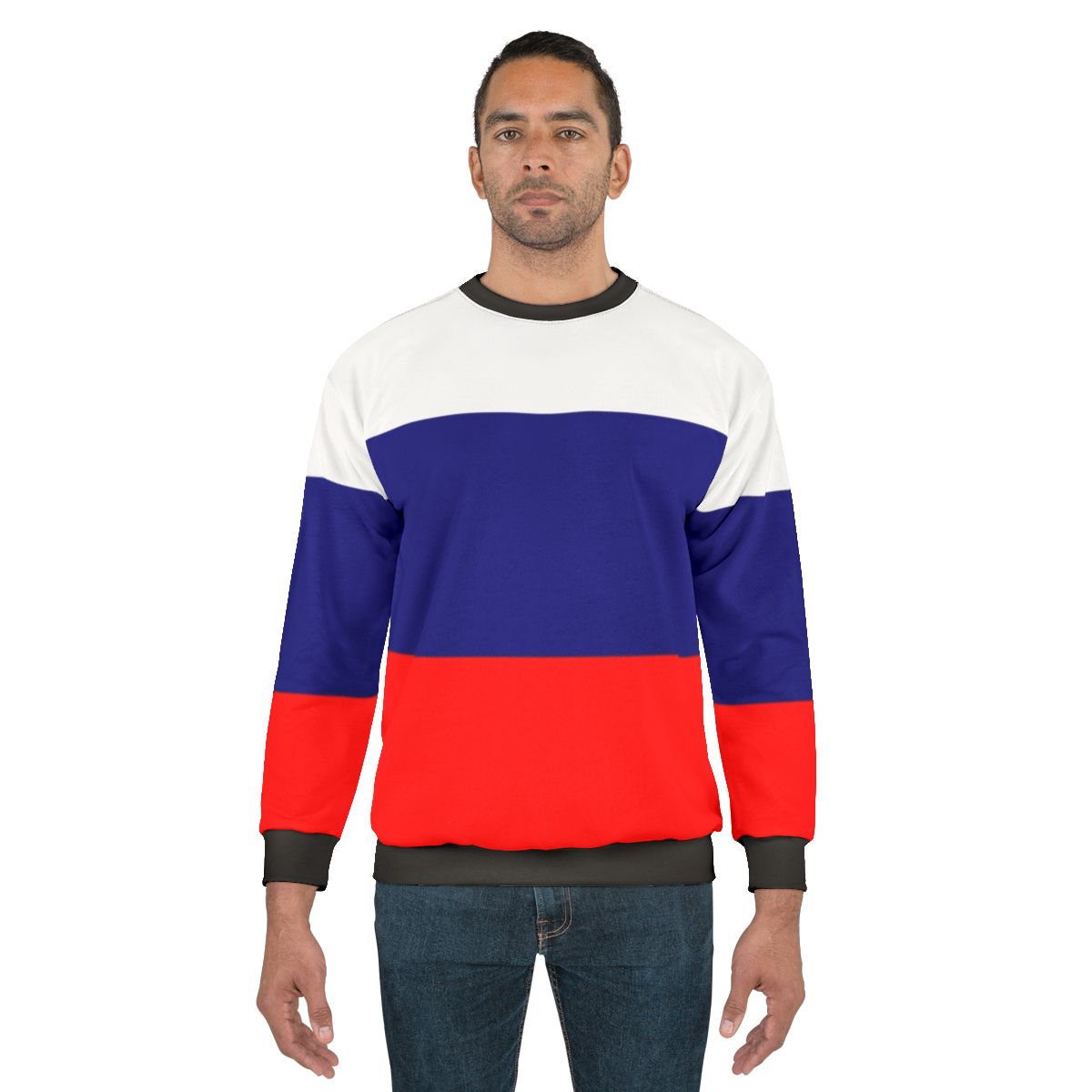 Russian flag sweatshirt featuring the tricolor design