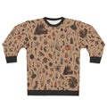 Rustic brown cozy crone sweatshirt with witchy, cottagecore design