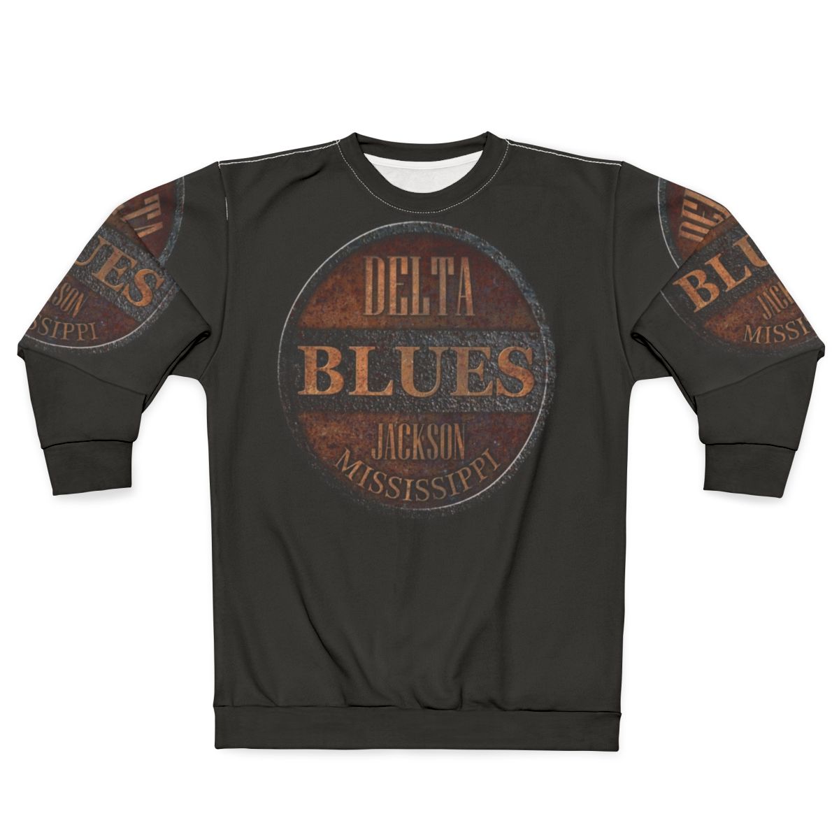 Rusty Delta Blues Sweatshirt with vintage American music and guitar graphics