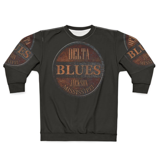Rusty Delta Blues Sweatshirt with vintage American music and guitar graphics