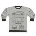 Mazda RX8 blueprint design on black sweatshirt