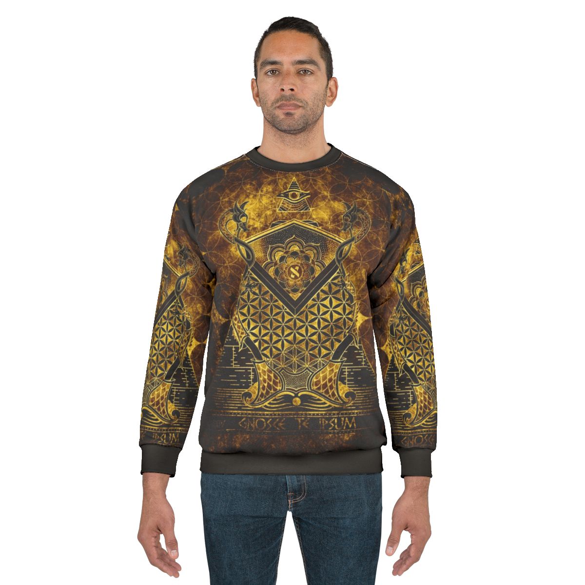 Sacred geometry spiritual sweatshirt with mandala design