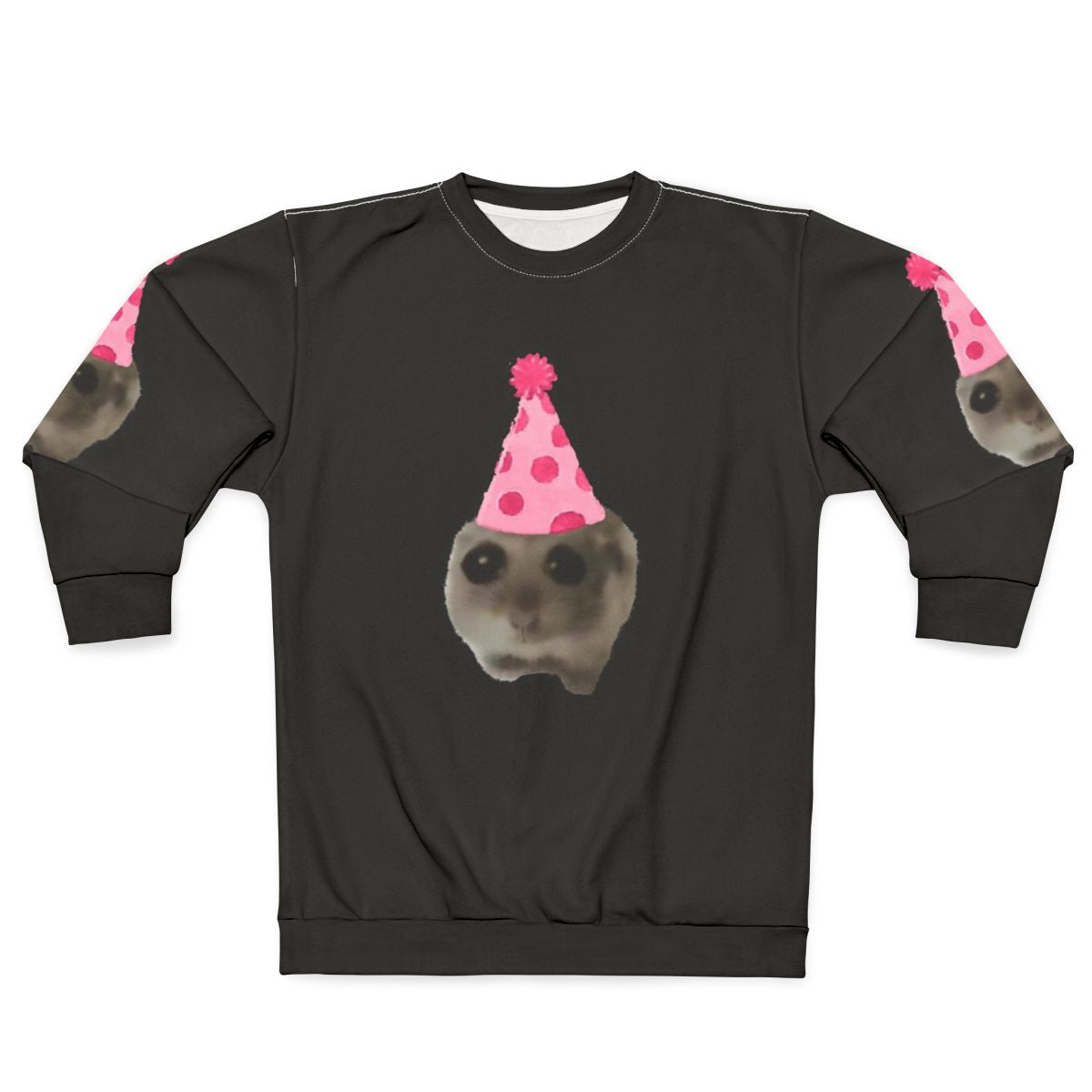 Sad hamster birthday party viral meme printed on a sweatshirt