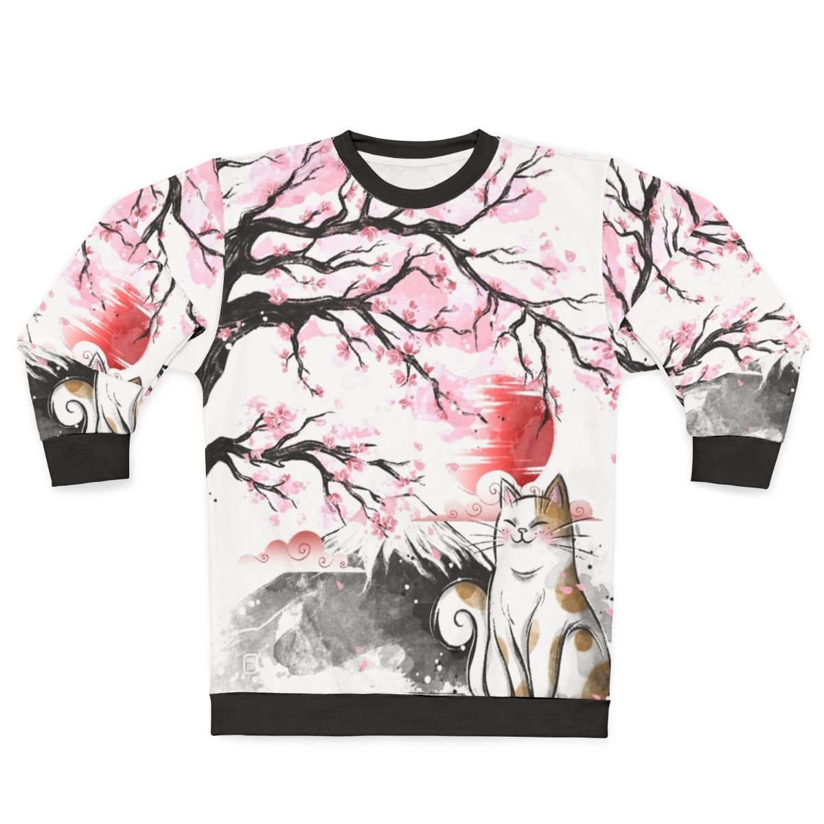 Sakura Cat Sweatshirt, featuring a cat design with cherry blossoms