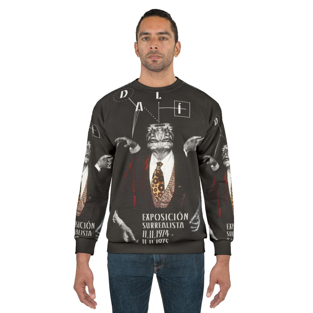 Salvador Dali surreal portrait on a black sweatshirt