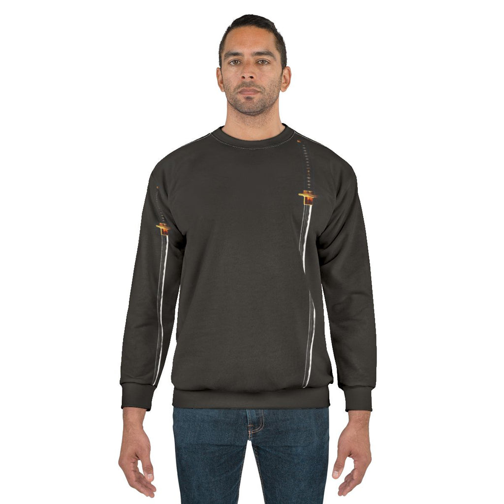 Samurai katana sweatshirt with Japanese warrior design