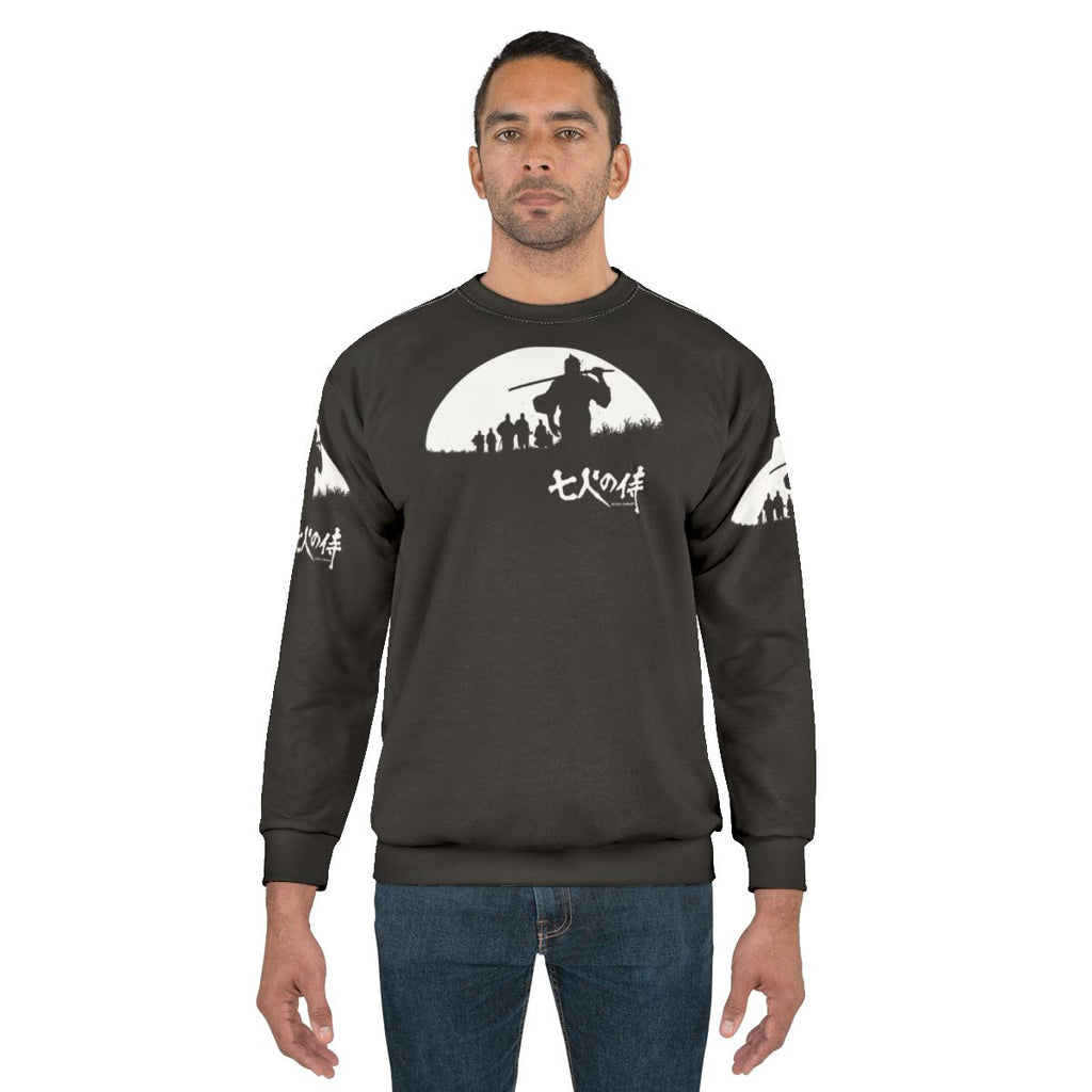 Samurai silhouette against a full moon, Japanese art and anime inspired sweatshirt