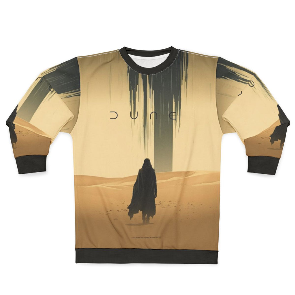 Sand colored sweatshirt with Dune movie inspired design