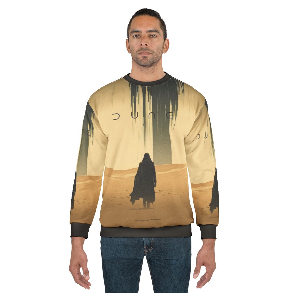 Sand colored sweatshirt with Dune movie inspired design